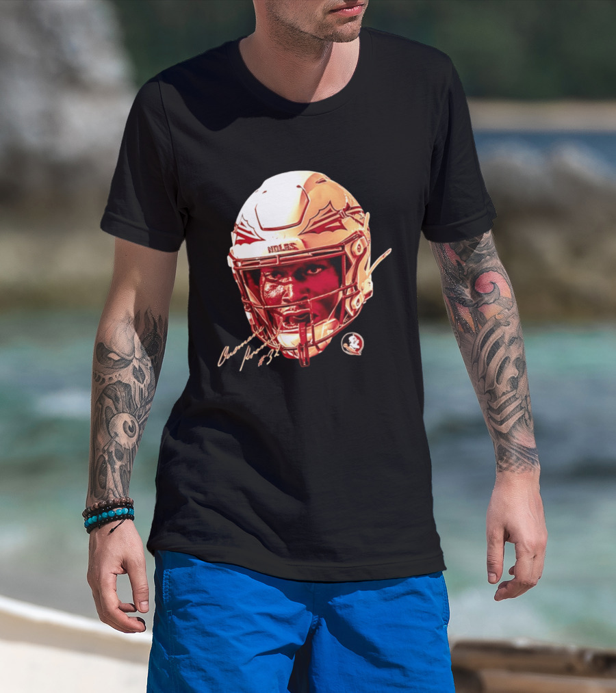 Ousmane Kromah #32 Florida State Seminoles NCAA Football Helmet Noles Game Face T-Shirt