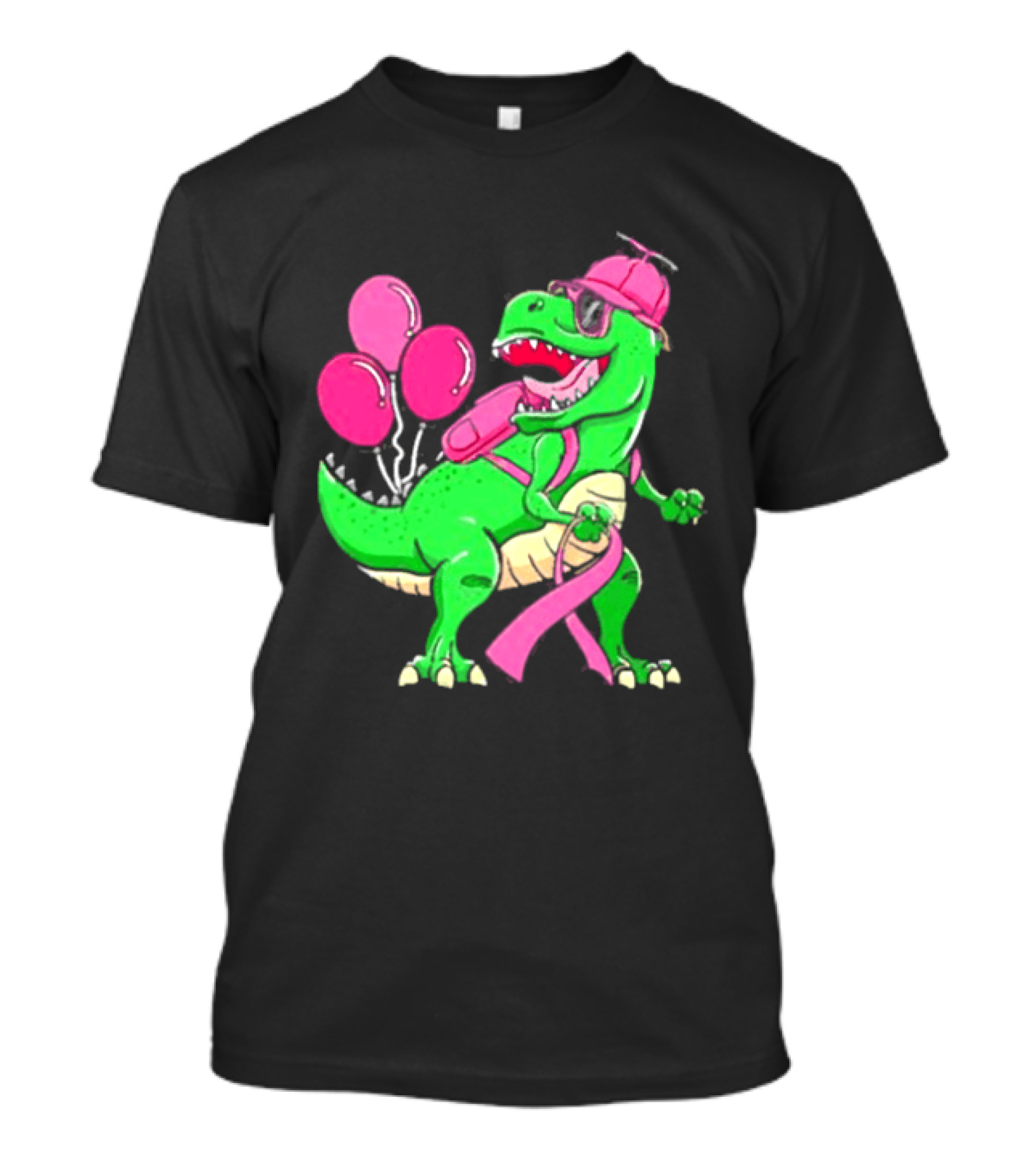 T Rex Party With Pink Balloons And Ribbon Accessories T-Shirt