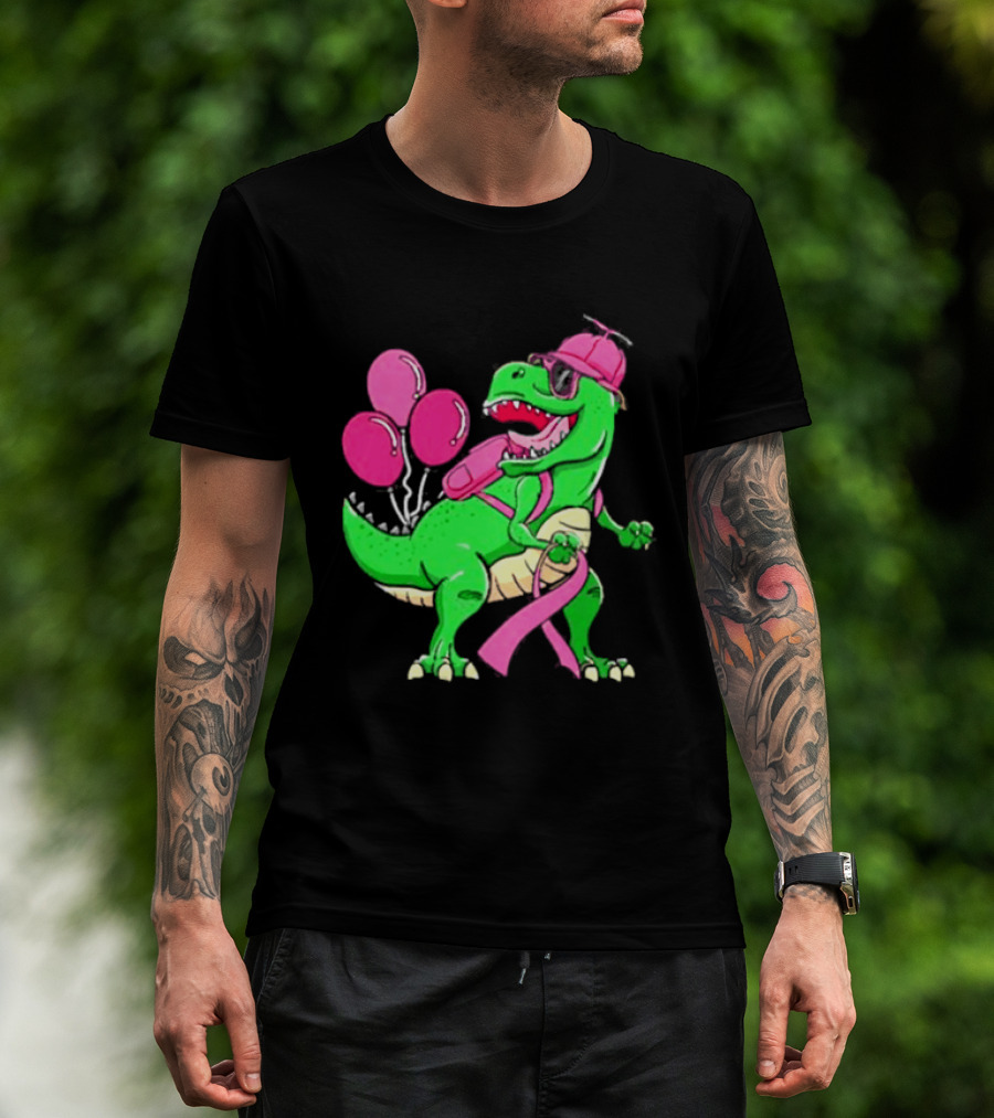 T Rex Party With Pink Balloons And Ribbon Accessories T-Shirt