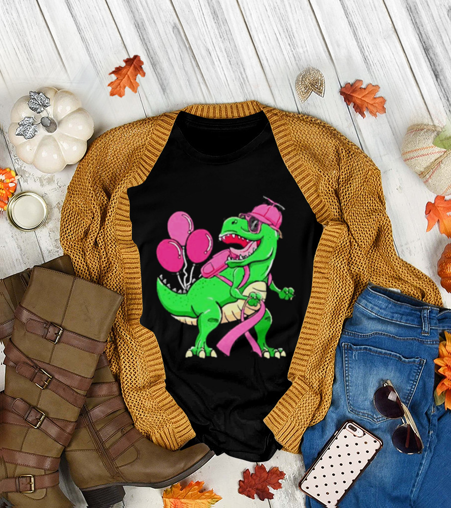 T Rex Party With Pink Balloons And Ribbon Accessories T-Shirt