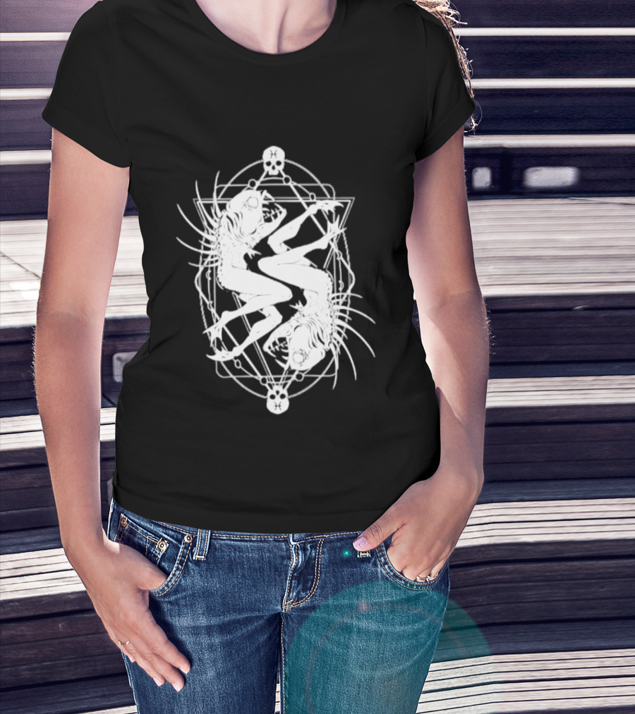 Pisces Zodiac Skull Fish Astrology Gothic Symbolism T-Shirt