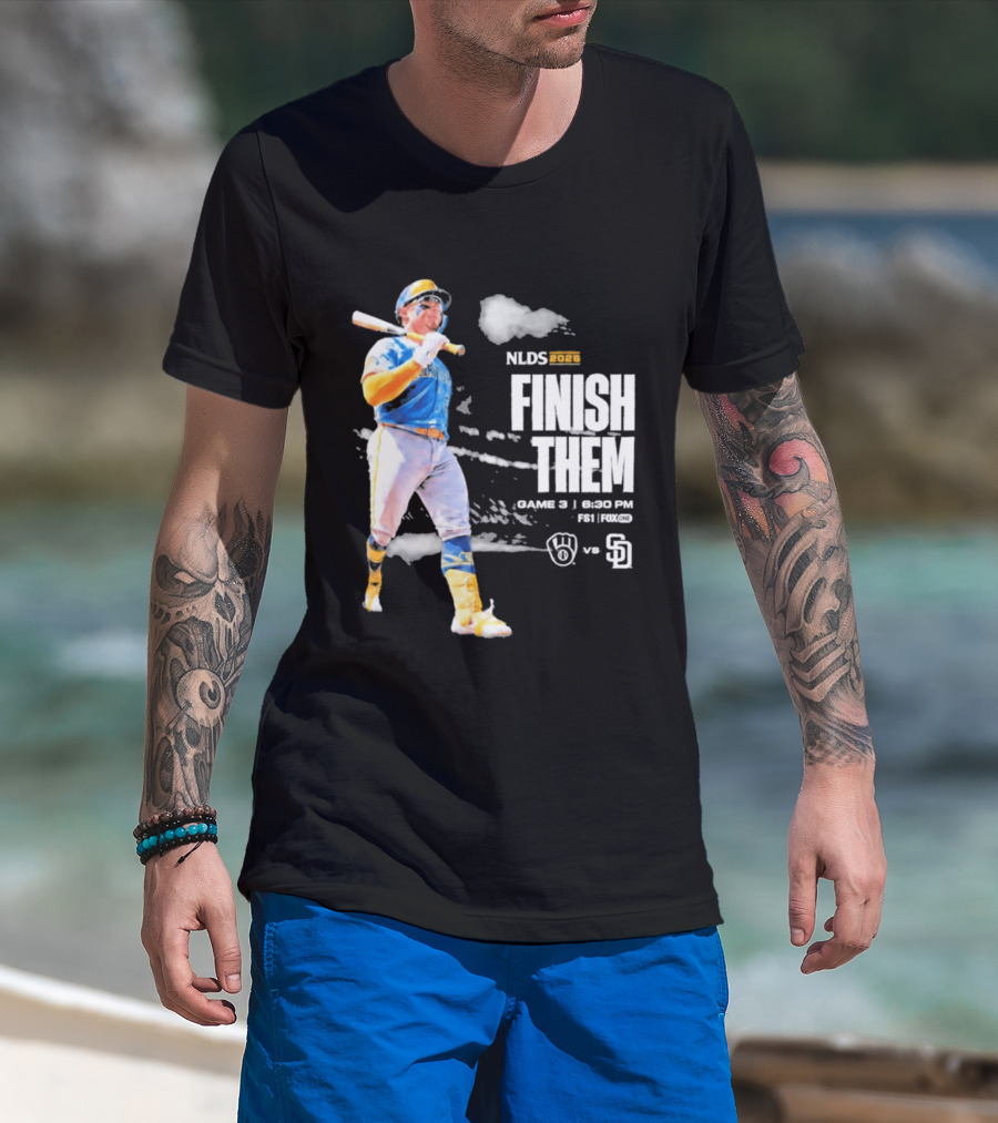 NLDS 2026 Finish Them Game 5 Brewers Vs Padres Playoff Showdown T-Shirt