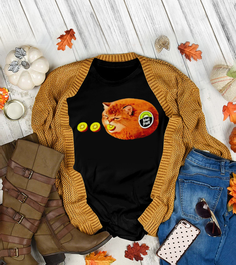 Kiwi Fruit Cat Meme Hilarious Feline Kiwi Hybrid T-Shirt