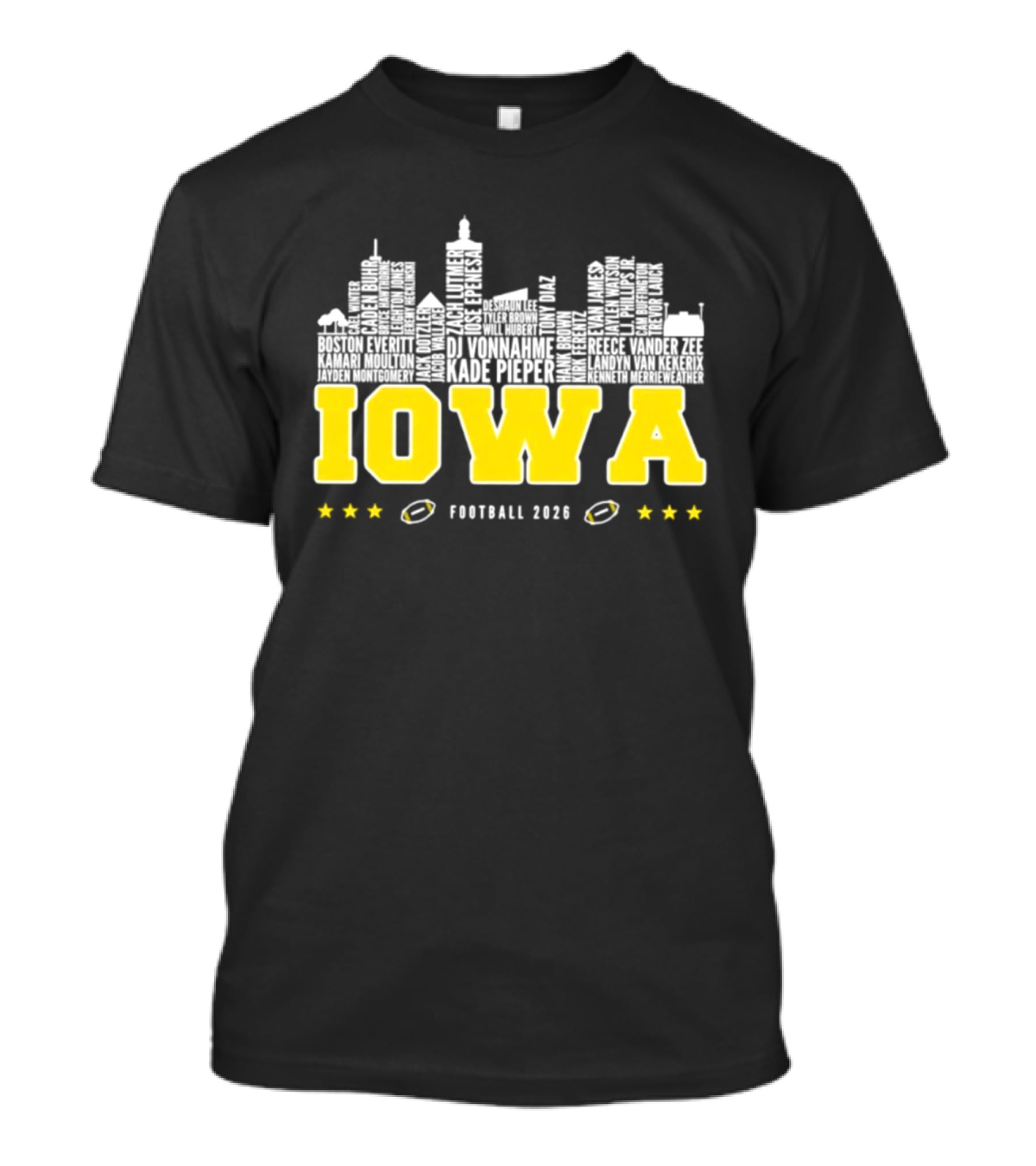 Iowa Football 2020 Skyline Stars Football T-Shirt