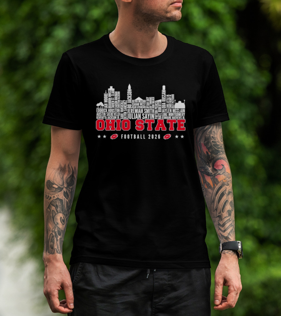 Ohio State Football 2026 Buckeyes Players Names Skyline T-Shirt
