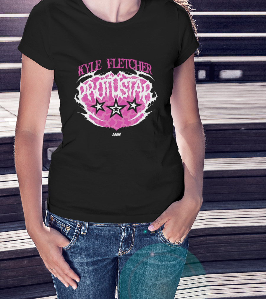 Kyle Fletcher Protostar AEW 2026 Three Stars Retro Pink T-Shirt