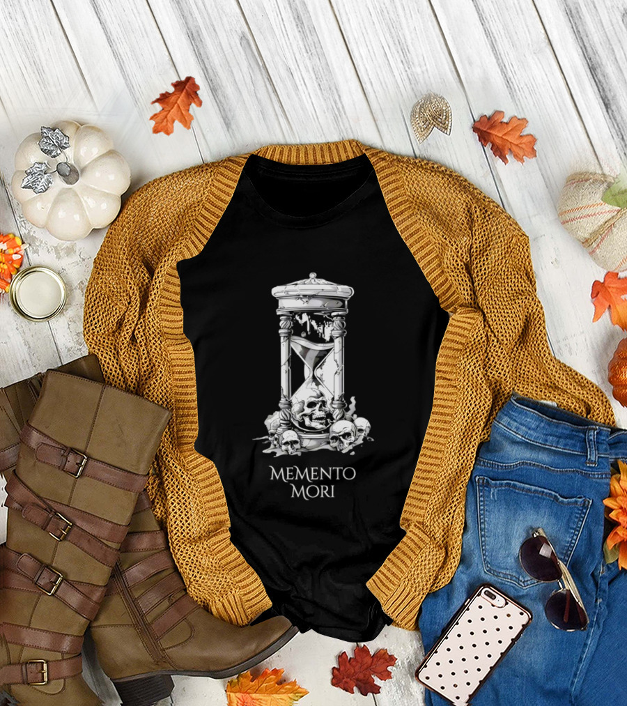 Memento Mori Hourglass Skull Halloween T-Shirt