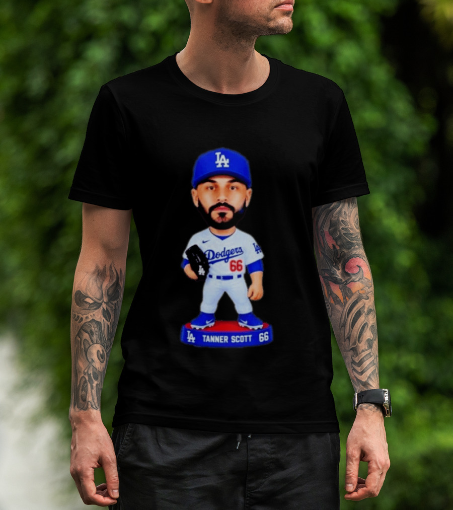 Tanner Scott Los Angeles Dodgers Number 66 Bobblehead Collectible T-Shirt