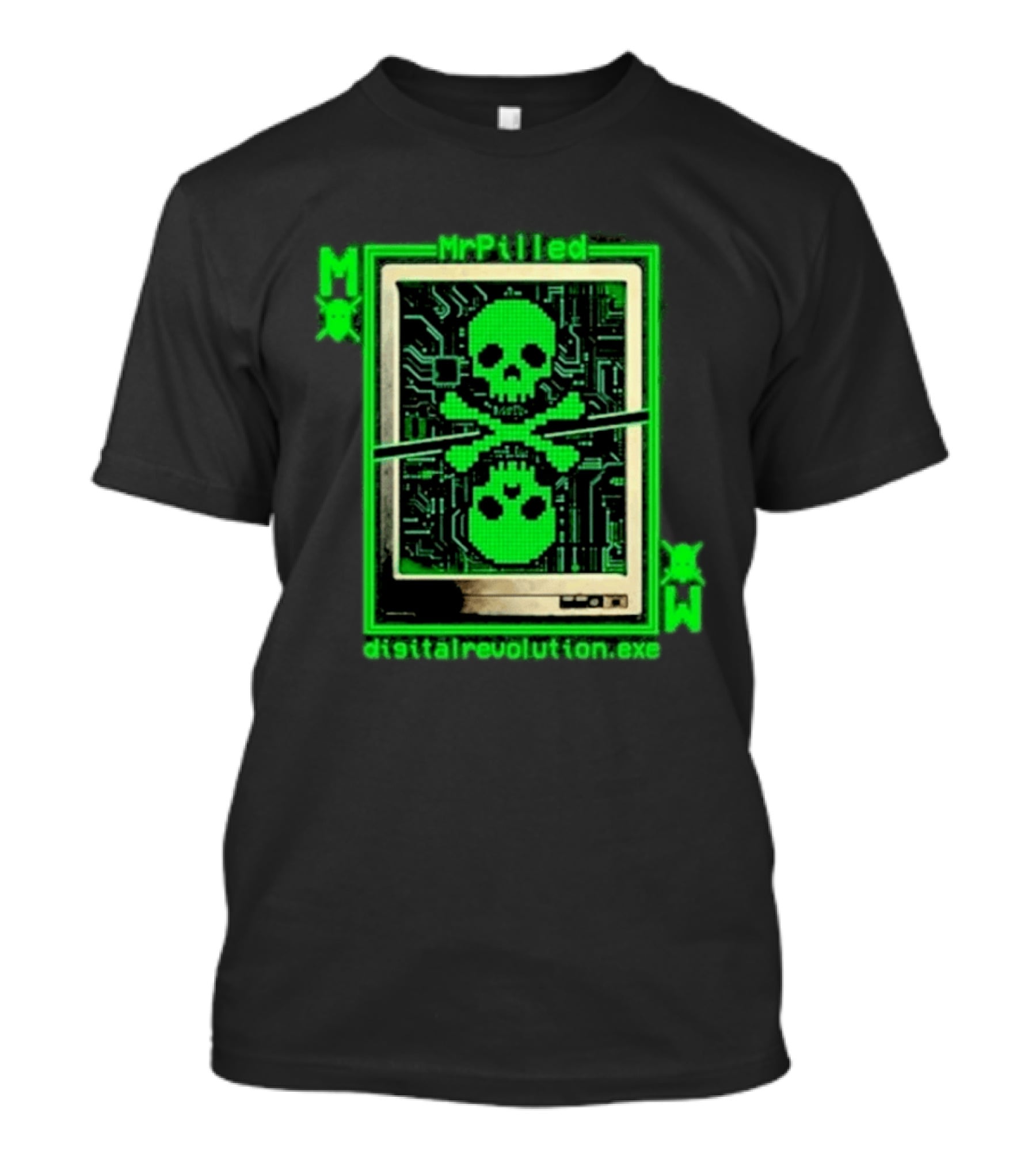 MrPilled DigitalRevolution.exe Hacker Cyber Circuitry Skull T-Shirt