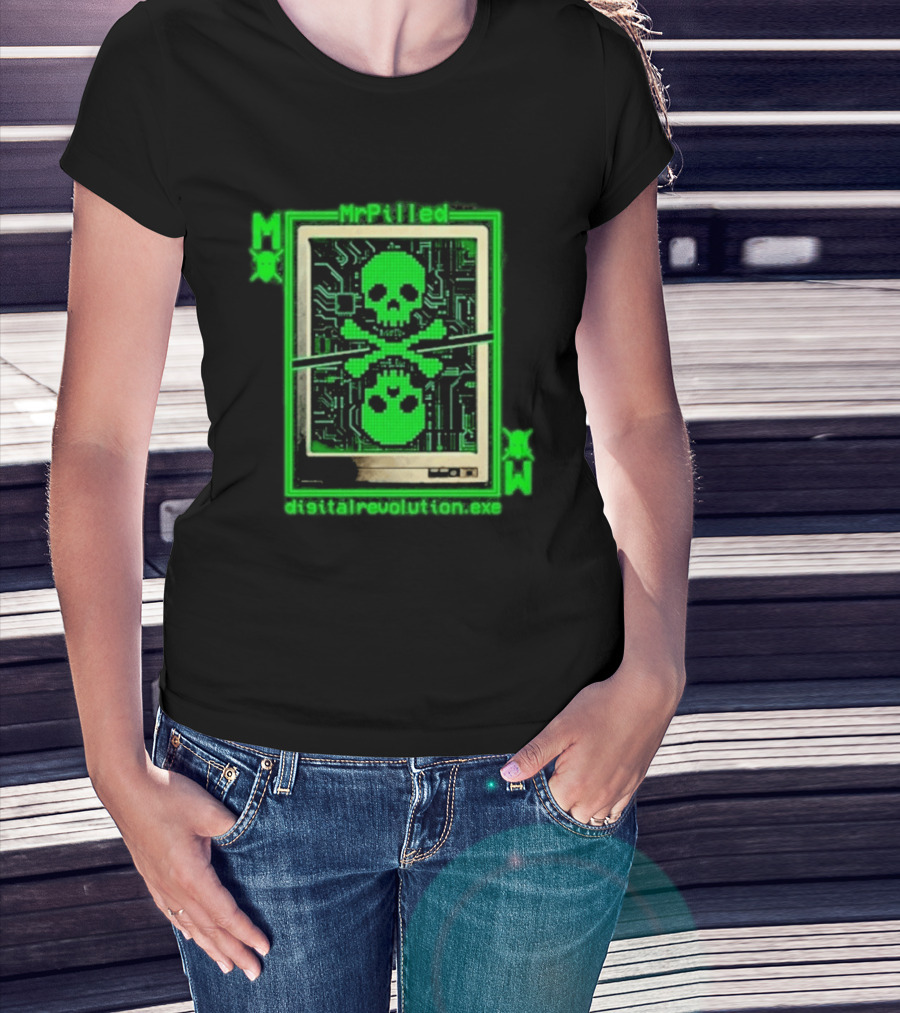 MrPilled DigitalRevolution.exe Hacker Cyber Circuitry Skull T-Shirt