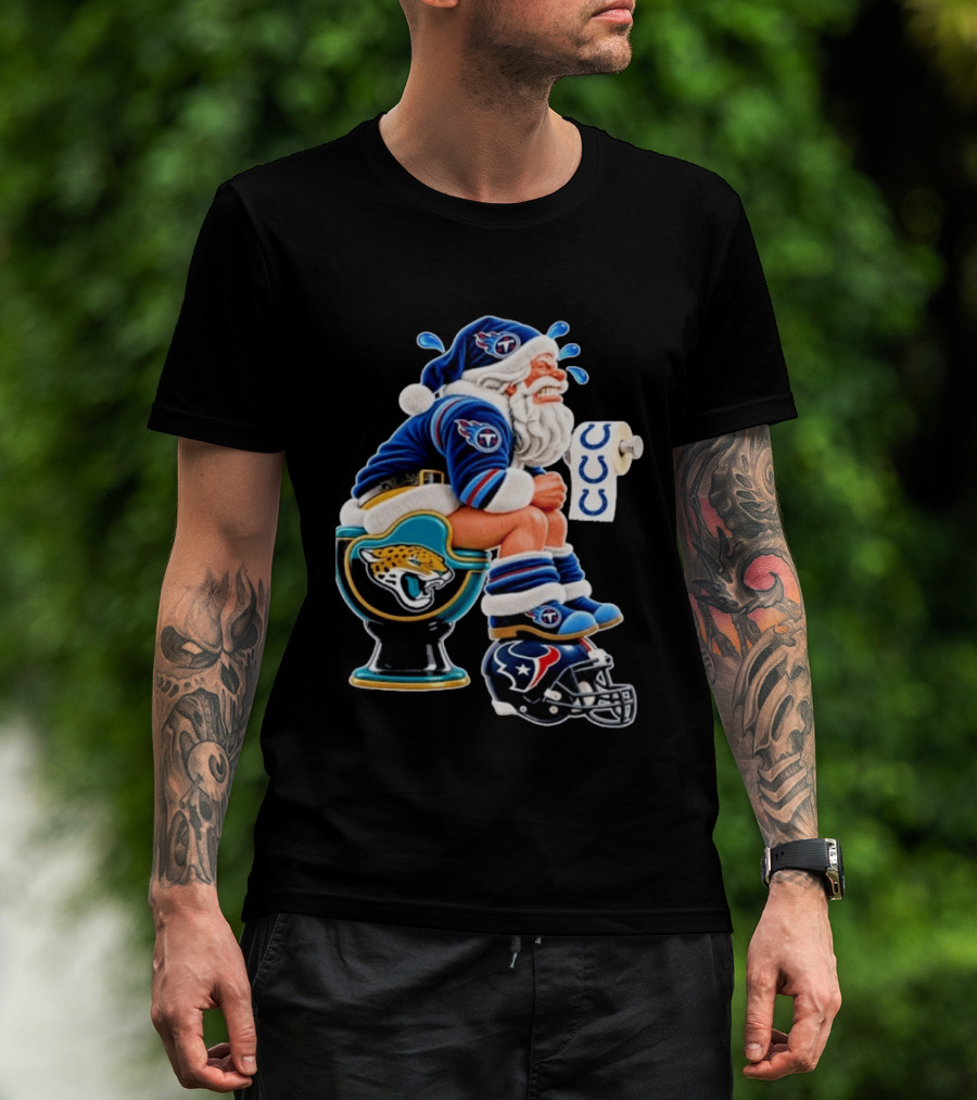 Tennessee Titans Santa Crying Jaguars Toilet Texans Helmet Colts Toilet Paper Christmas Football T-Shirt