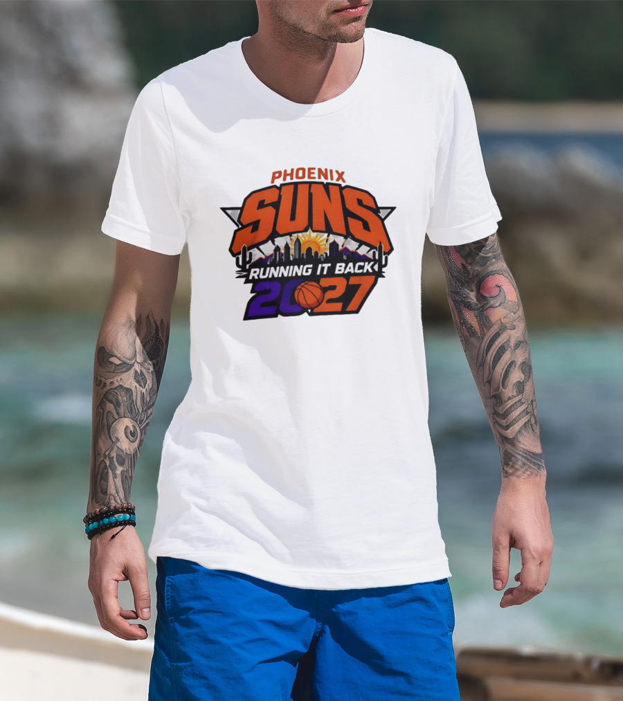 Phoenix Suns Running It Back 2027 NBA Skyline Basketball T-Shirt