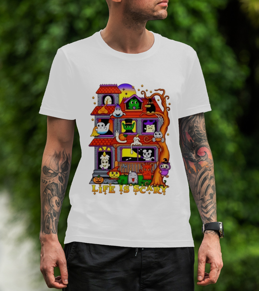 Life Is Scary Spooky Haunted House Halloween T-Shirt