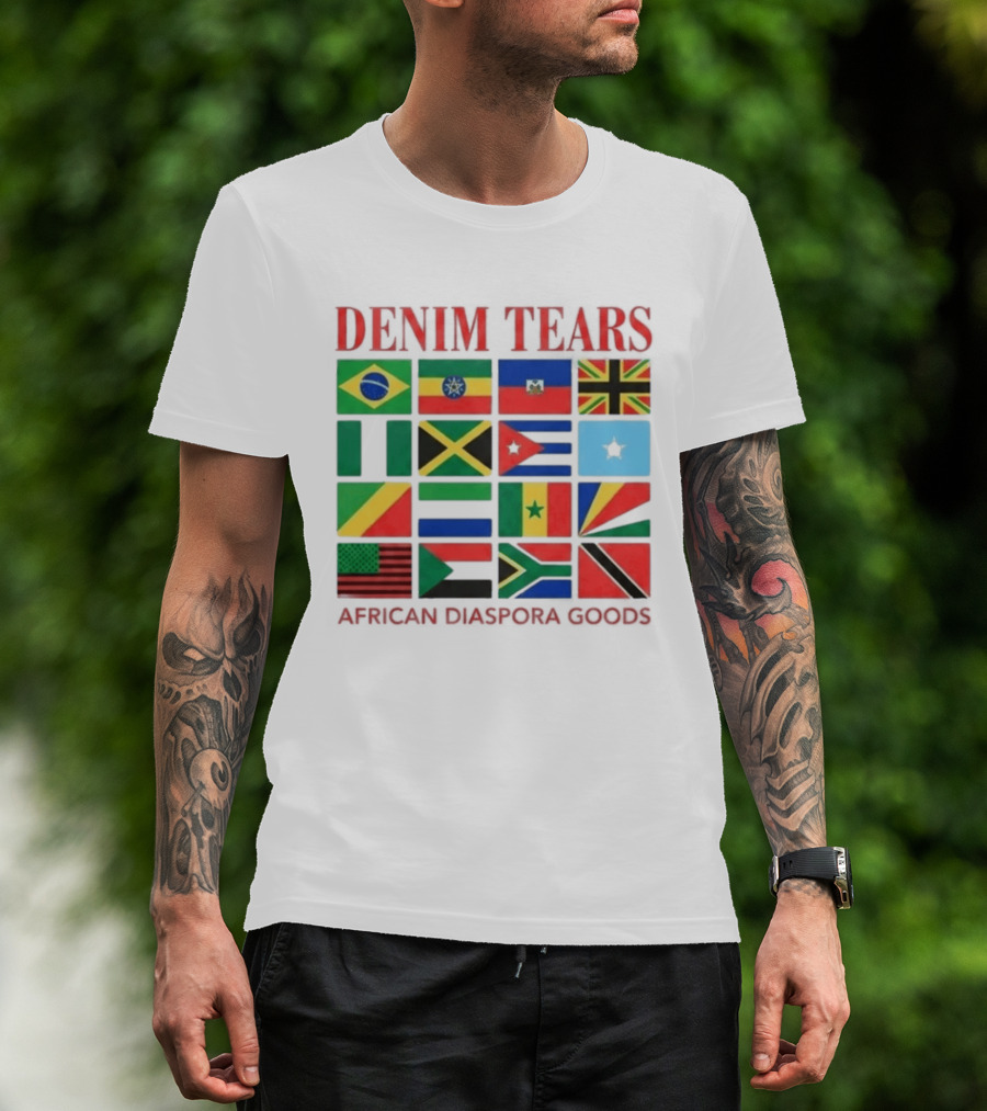 Denim Tears African Diaspora Goods Flags Brazil Jamaica Trinidad Haiti Somalia T-Shirt