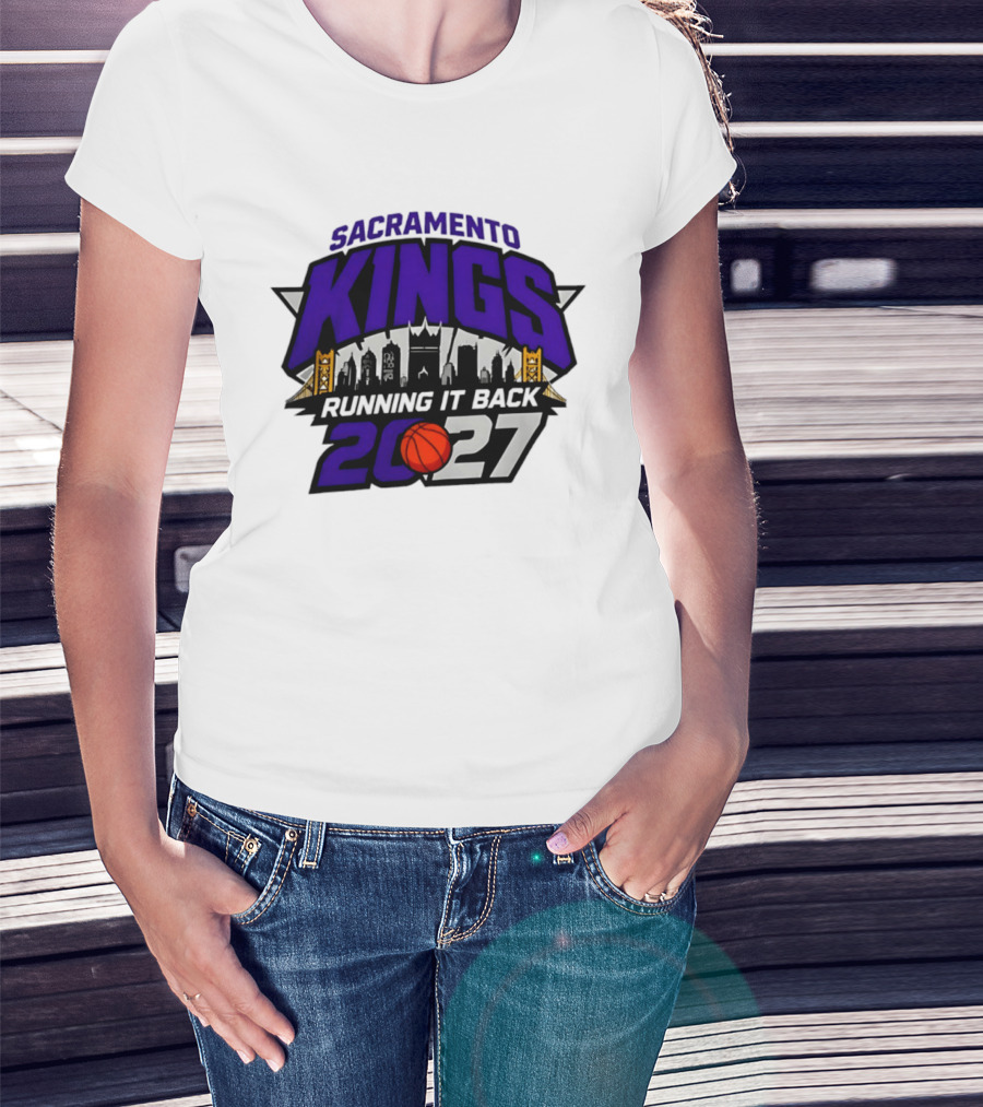 Sacramento Kings 2027 Running It Back Skyline Basketball T-Shirt