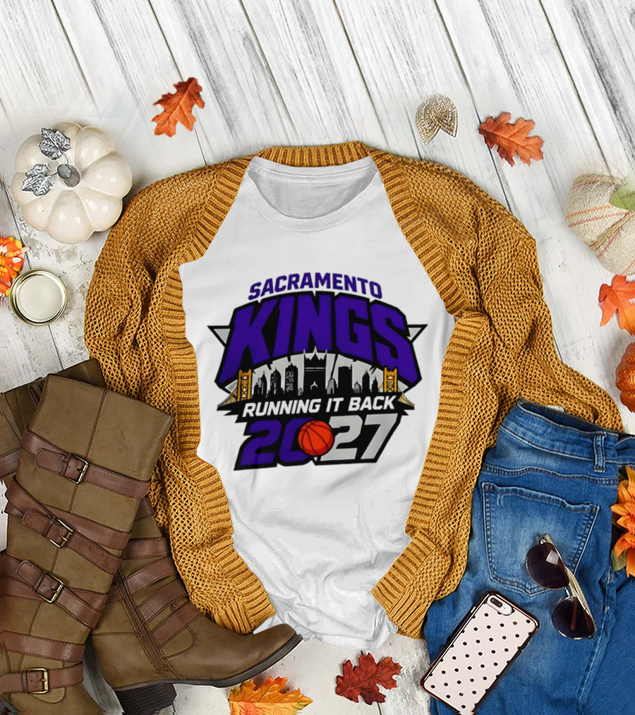 Sacramento Kings 2027 Running It Back Skyline Basketball T-Shirt