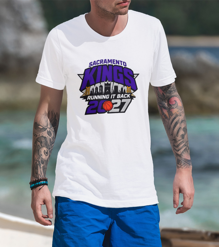 Sacramento Kings 2027 Running It Back Skyline Basketball T-Shirt
