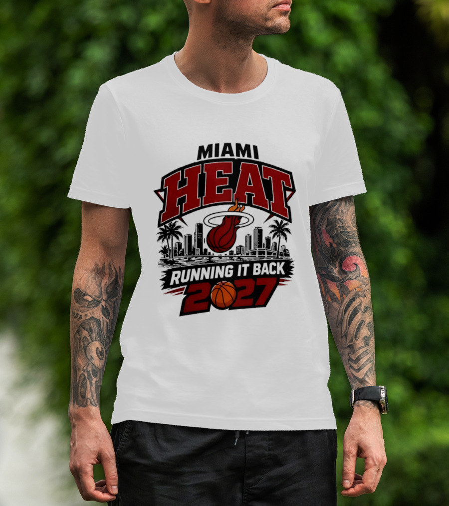 Miami Heat Running It Back 2027 NBA Basketball Skyline T-Shirt