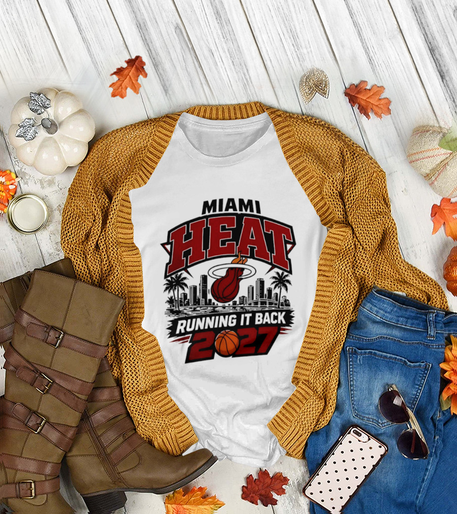 Miami Heat Running It Back 2027 NBA Basketball Skyline T-Shirt