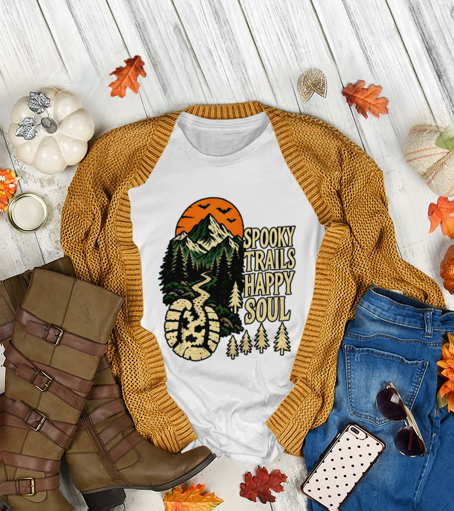 Spooky Trails Happy Soul Mountain Halloween Hiking Adventure T-Shirt