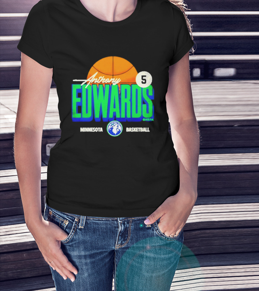 Anthony Edwards 5 Minnesota Basketball Timberwolves Player T-Shirt