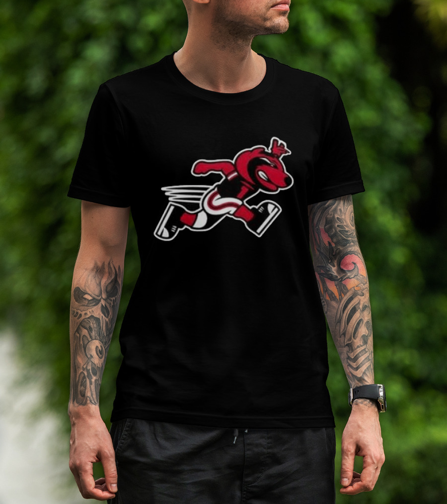 Arkansas State Red Wolves Running Mascot 2026 Black Fan Gear T-Shirt