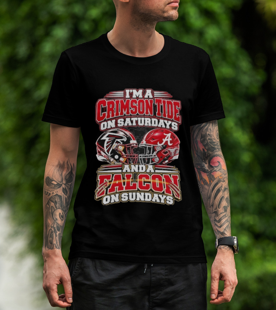 I'm A Crimson Tide On Saturdays And A Falcon On Sundays Helmet T-Shirt