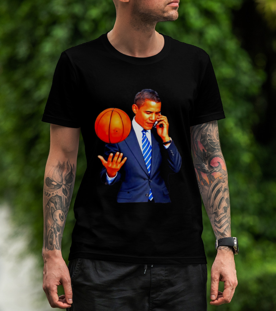 Barack Obama Basketball Phone Call In Suit And Tie T-Shirt