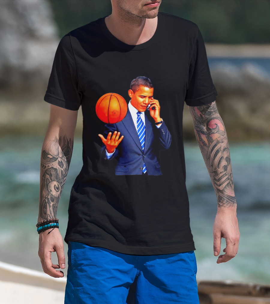 Barack Obama Basketball Phone Call In Suit And Tie T-Shirt