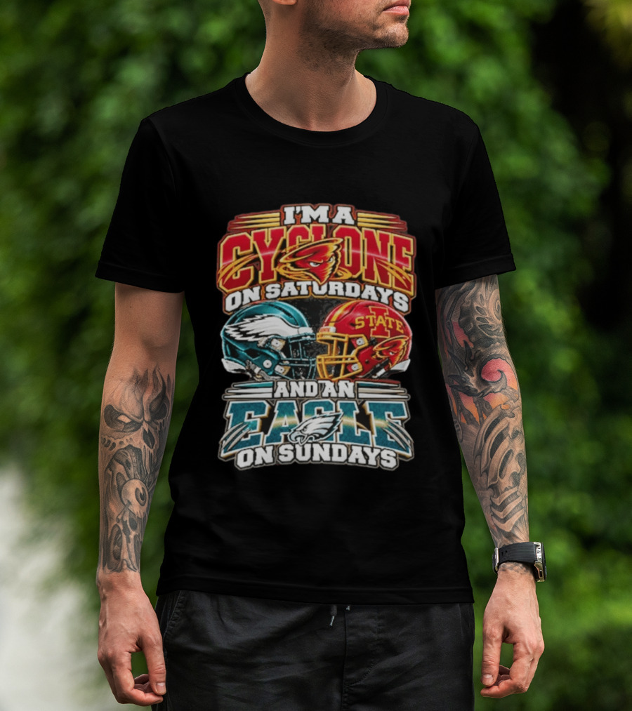 I'm A Cyclone On Saturdays And A Eagle On Sundays Helmet Fan Gear T-Shirt