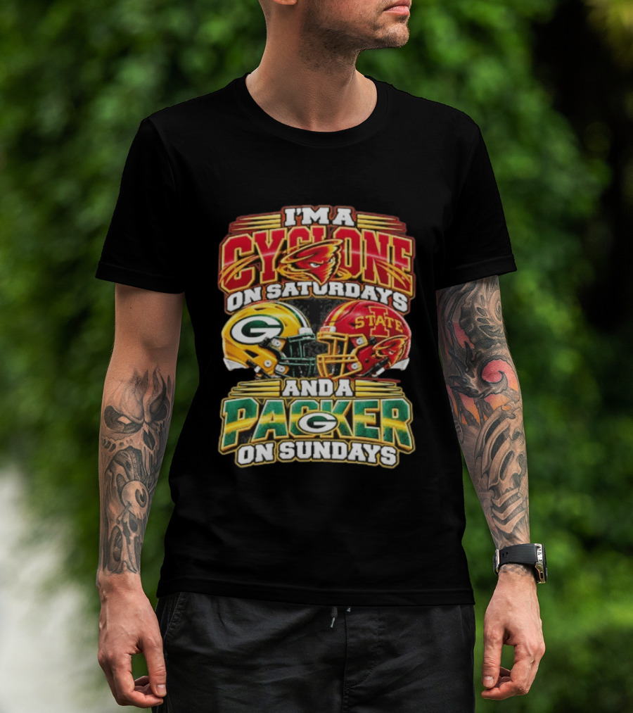 I'm A Cyclone On Saturdays State Helmet And A Packer On Sundays T-Shirt