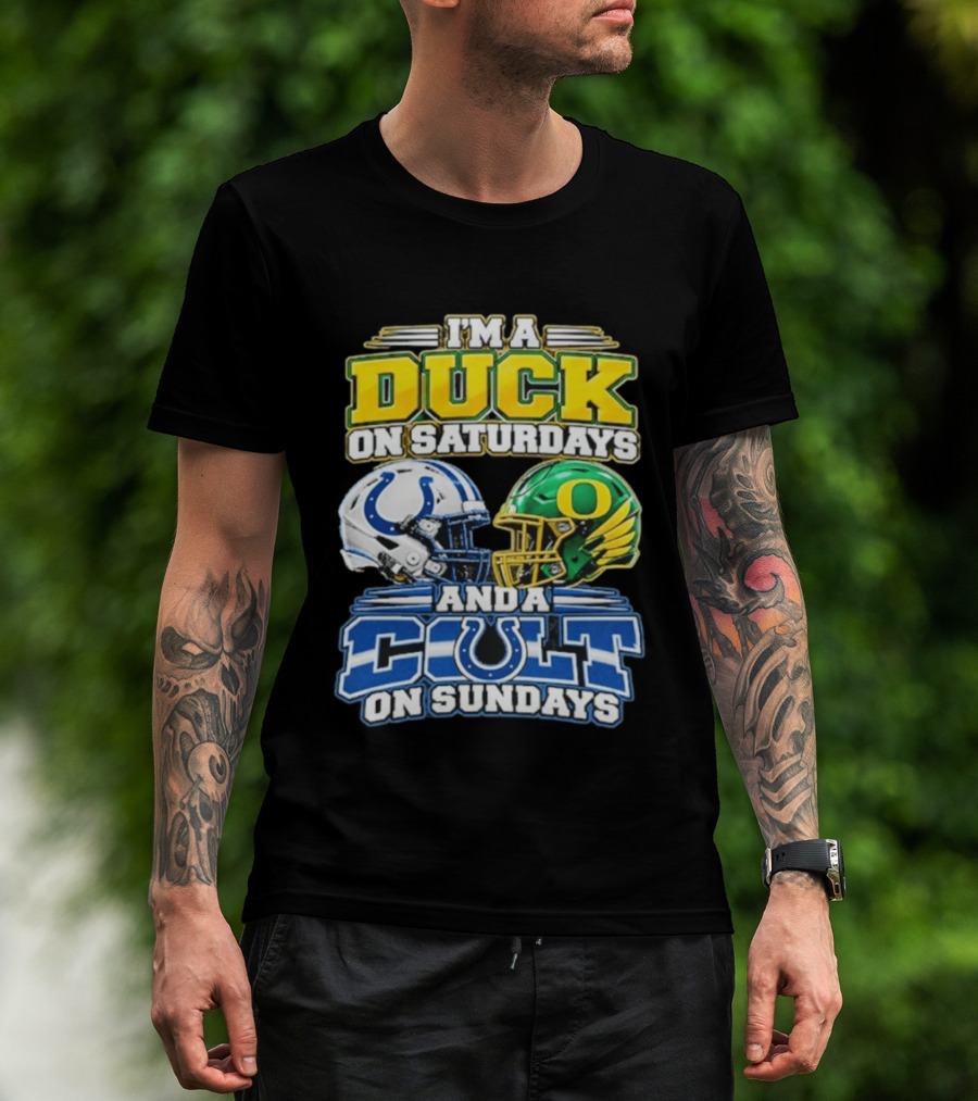 I'm A Duck On Saturdays And A Colt On Sundays Helmet Clash T-Shirt