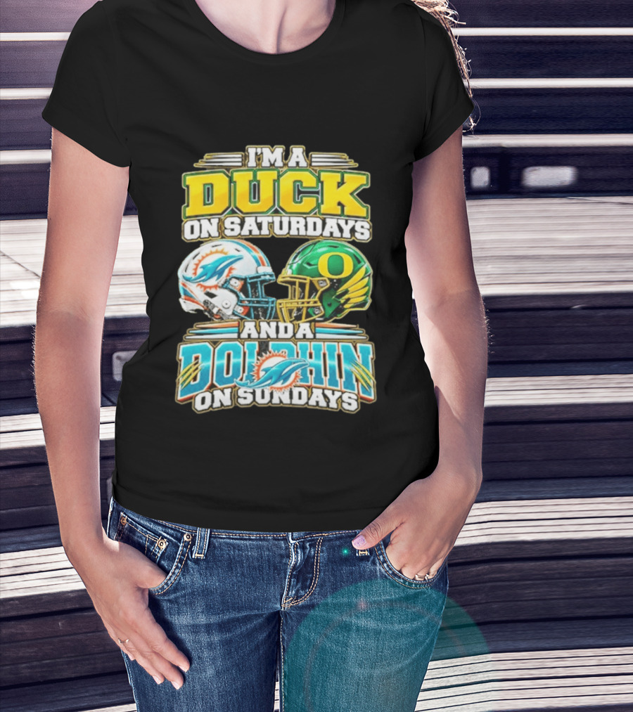 I'm A Duck On Saturdays And A Dolphin On Sundays Football Helmets T-Shirt