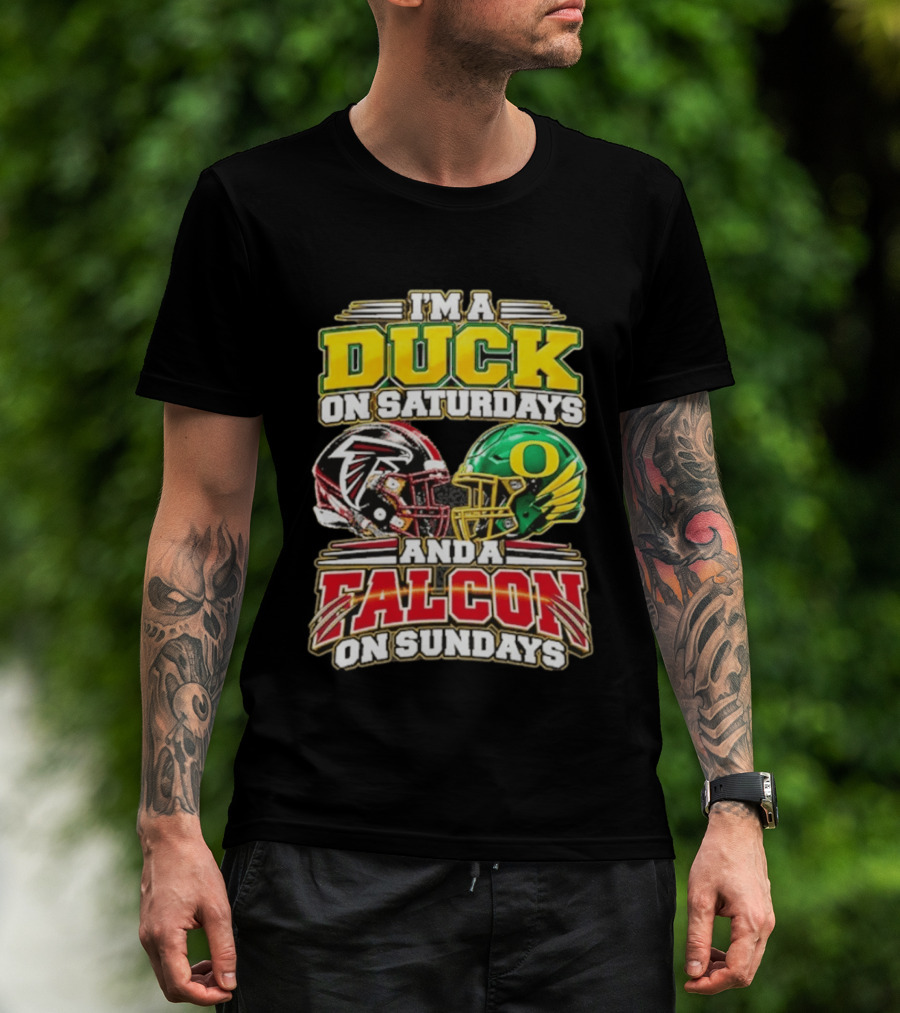 I'm A Duck On Saturdays And A Falcon On Sundays Football Helmets T-Shirt