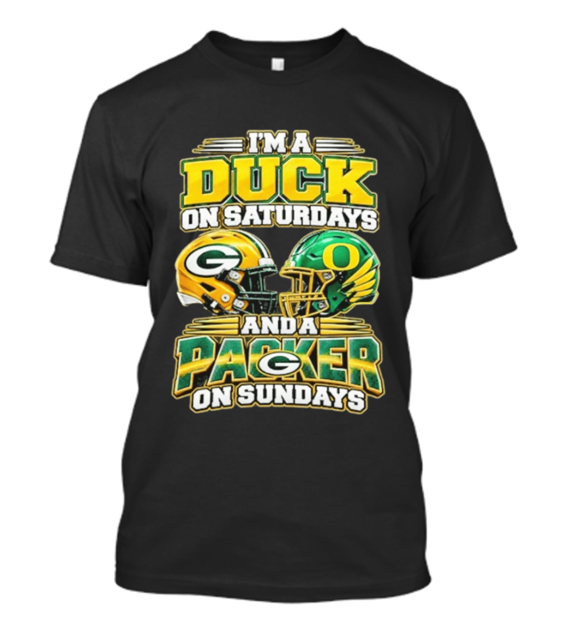 I'm A Duck On Saturdays And A Packer On Sundays Football Helmets T-Shirt
