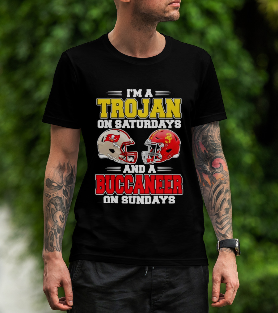 I'm A Trojan On Saturdays And A Buccaneer On Sundays Football Helmet T-Shirt