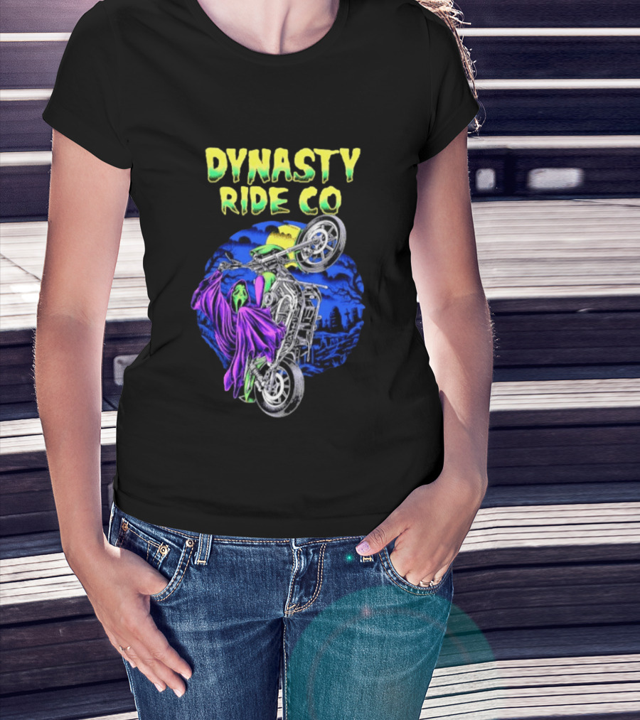 Dynasty Ride Co Ghostface 2026 Halloween Motorcycle Adventure T-Shirt