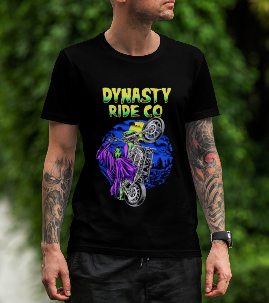 Dynasty Ride Co Ghostface 2026 Halloween Motorcycle Adventure T-Shirt