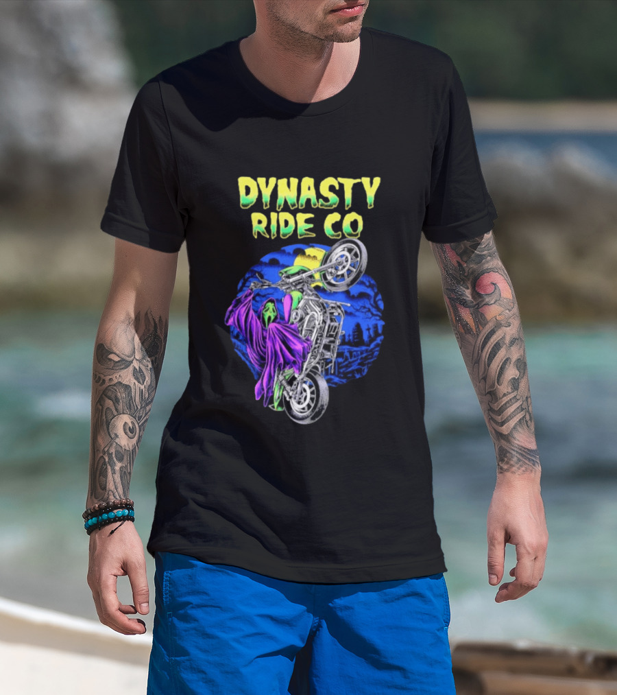 Dynasty Ride Co Ghostface 2026 Halloween Motorcycle Adventure T-Shirt