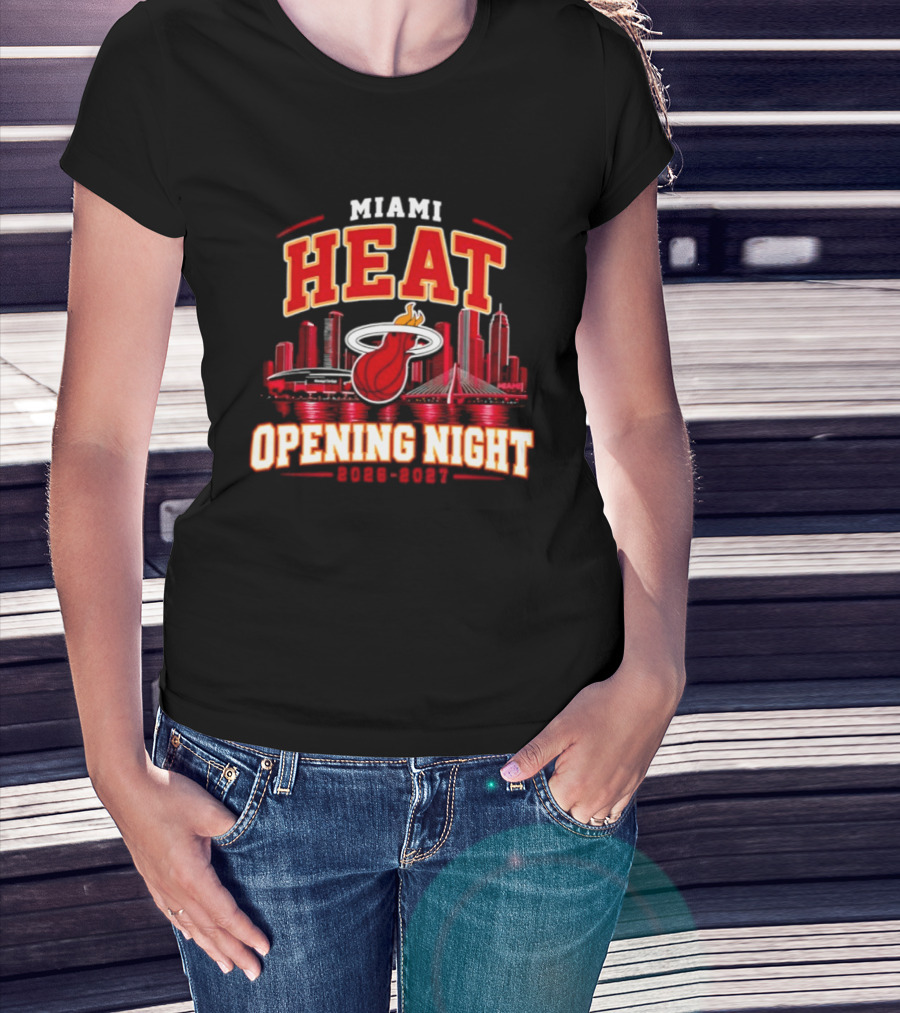 Miami Heat Opening Night 2026 2027 City Skyline T-Shirt