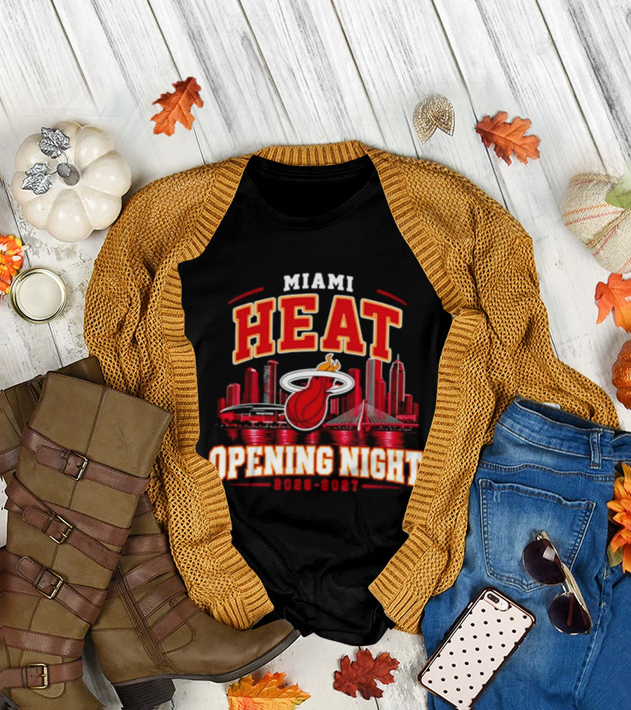 Miami Heat Opening Night 2026 2027 City Skyline T-Shirt