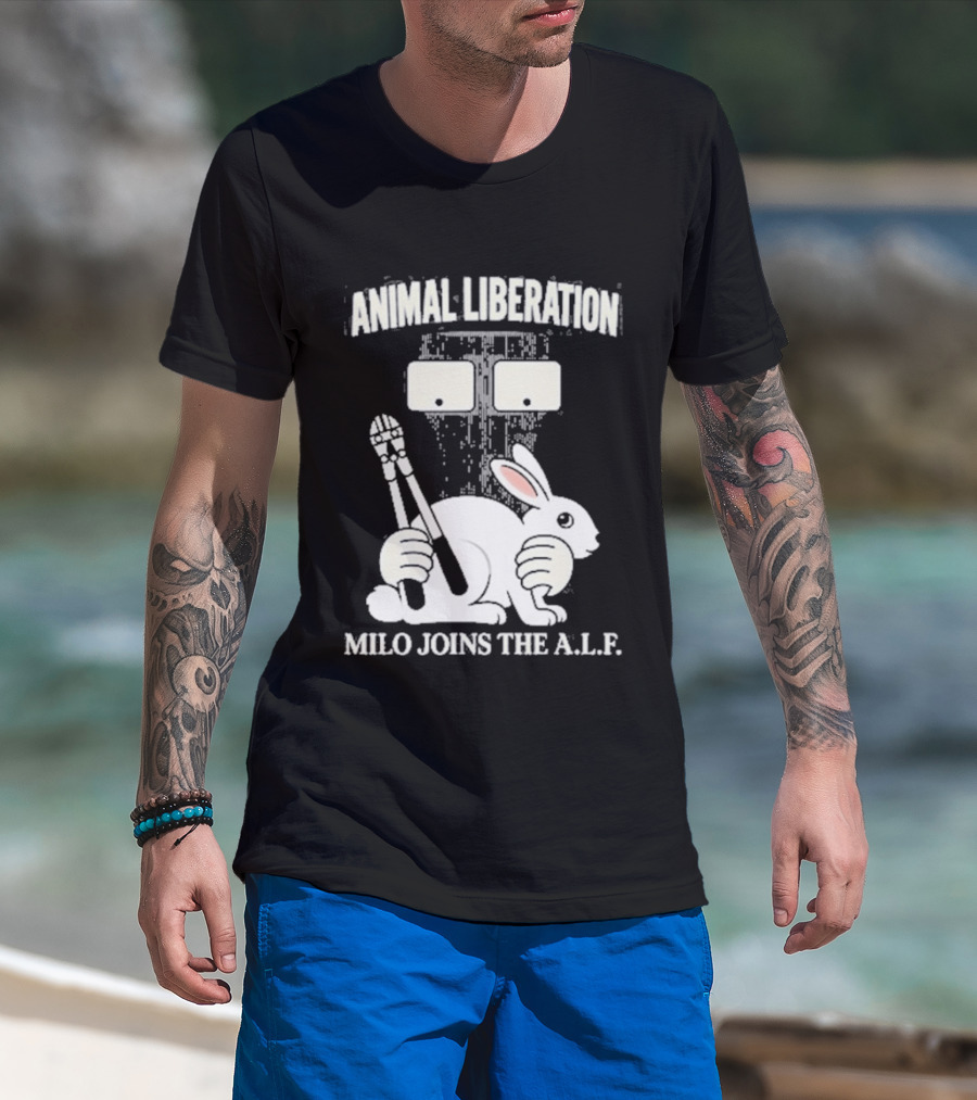 Animal Liberation Milo Joins The ALF Bunny With Pliers And Wrench T-Shirt