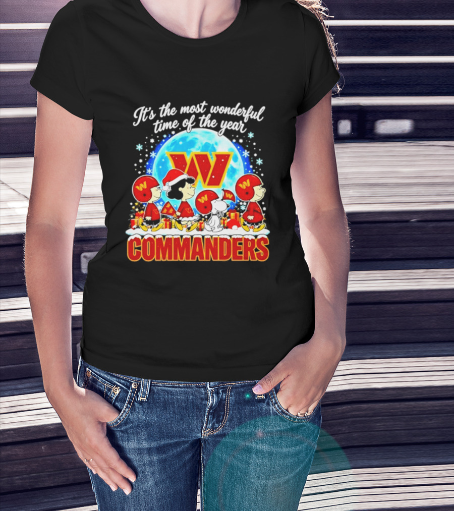Peanuts Washington Commanders 2026 Christmas It's The Most Wonderful Time Of The Year T-Shirt