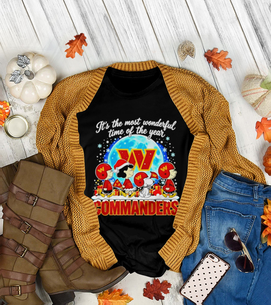 Peanuts Washington Commanders 2026 Christmas It's The Most Wonderful Time Of The Year T-Shirt