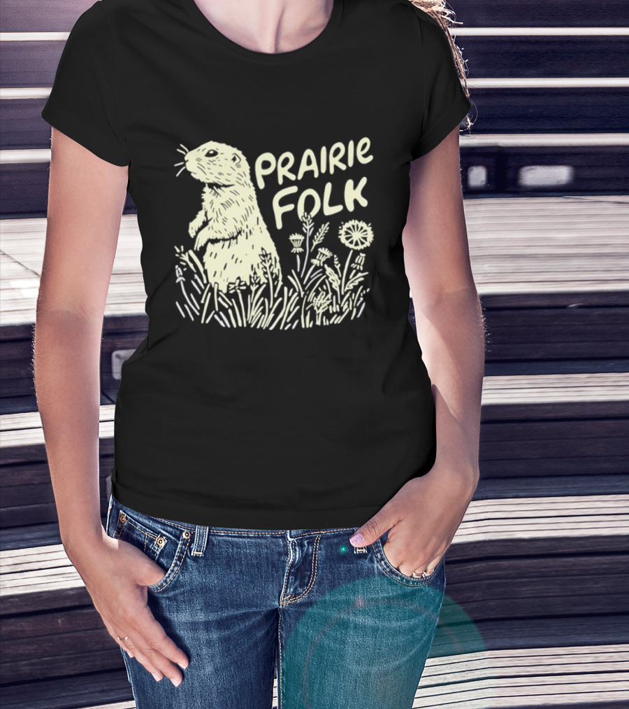 Prairie Folk Groundhog Meadow Wildlife Nature T-Shirt