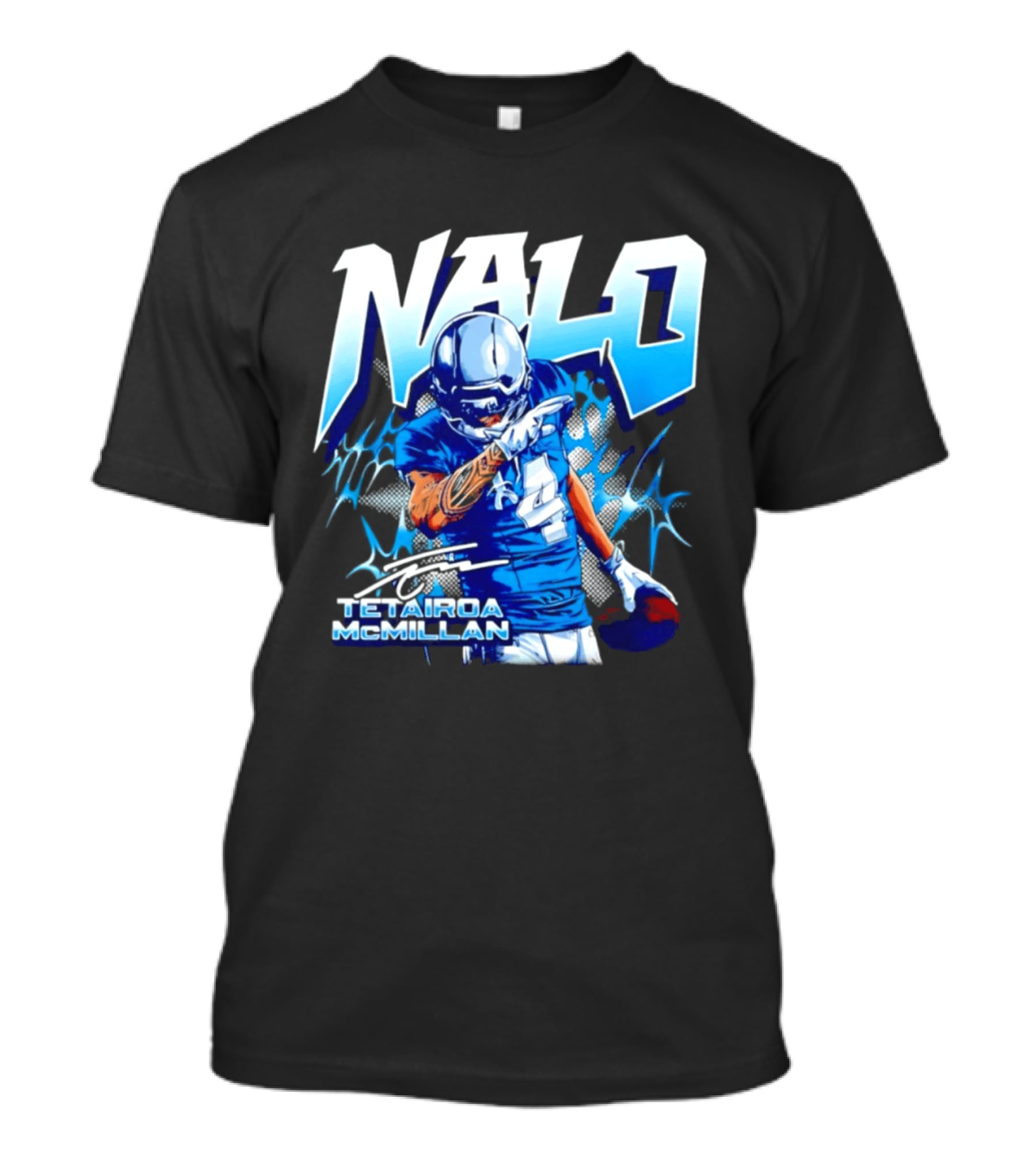 Tetairoa McMillan Nalo Carolina Panthers Football Lightning Player Number 4 T-Shirt