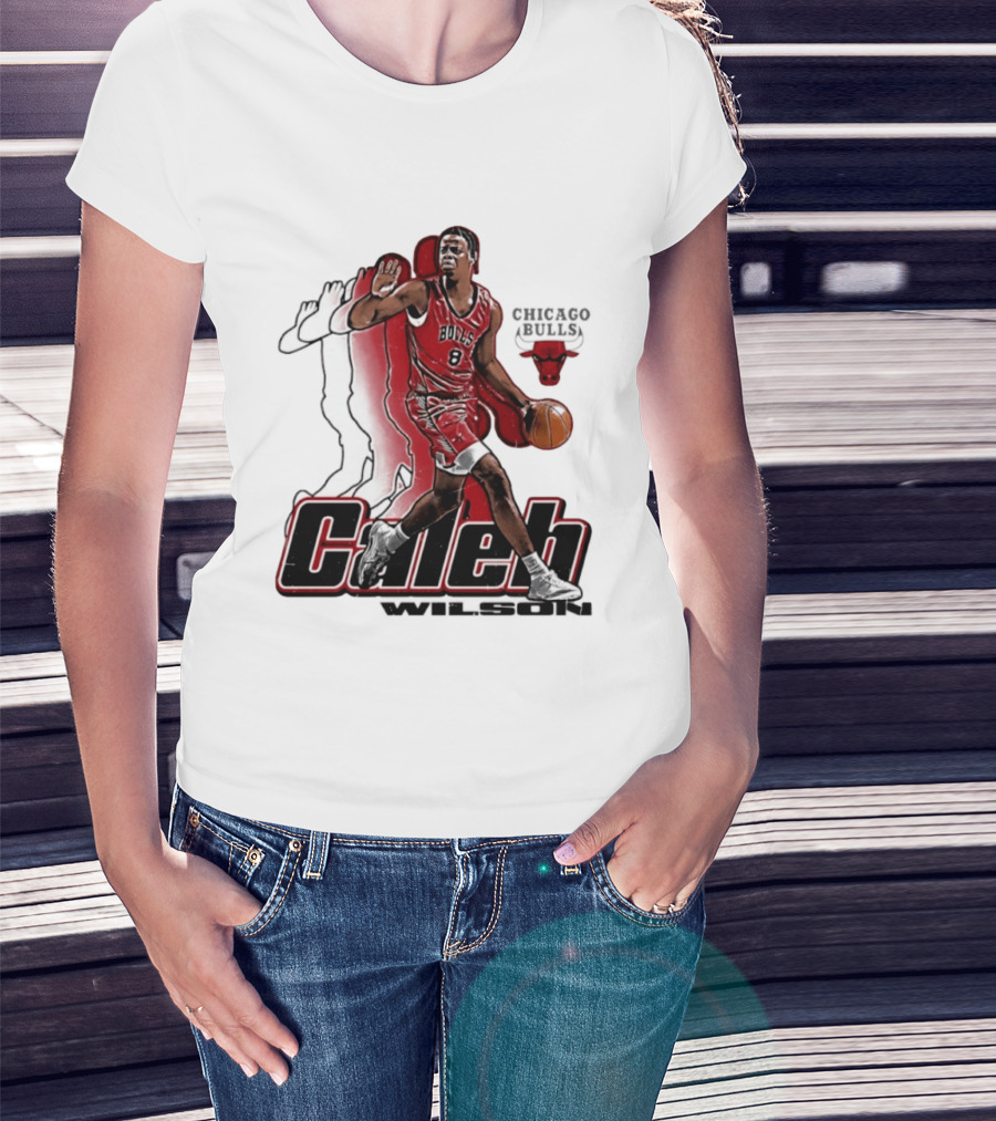 Caleb Wilson 8 Chicago Bulls Basketball Pose T-Shirt