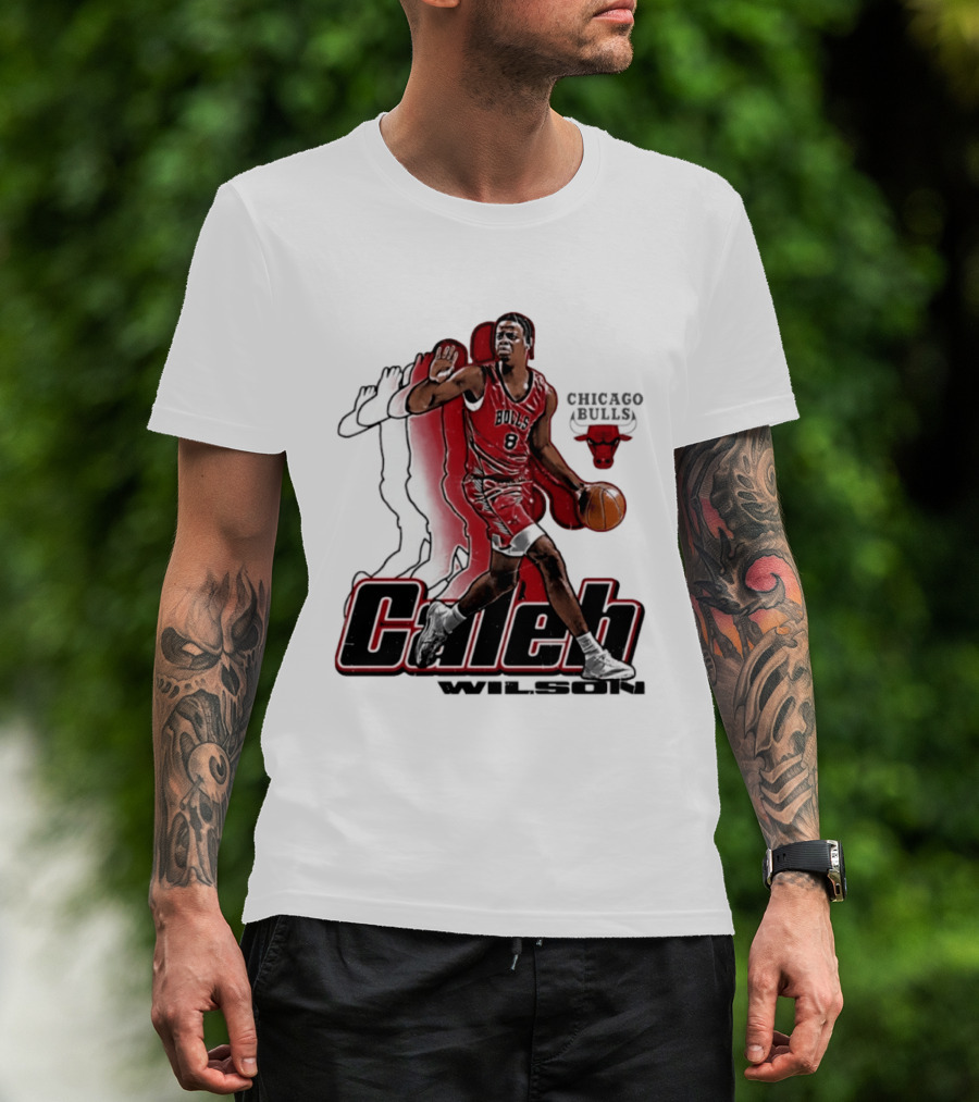 Caleb Wilson 8 Chicago Bulls Basketball Pose T-Shirt