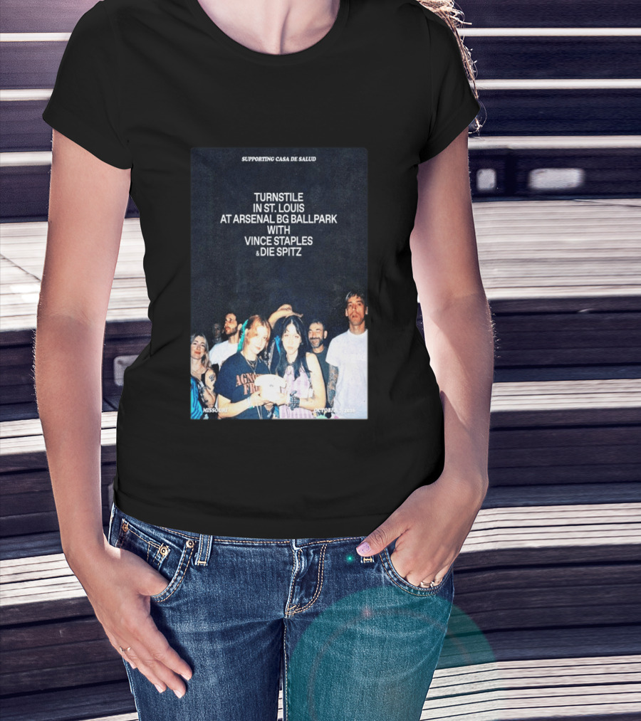 Turnstile St. Louis Arsenal BG Ballpark Vince Staples Die Spitz October 2026 Supporting Casa De Salud Missouri T-Shirt