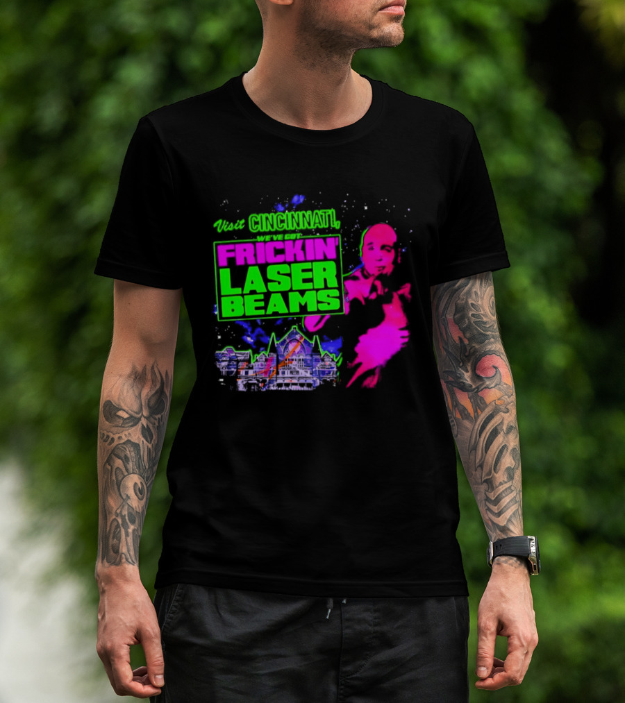 Visit Cincinnati Frickin' Laser Beams Retro Neon T-Shirt